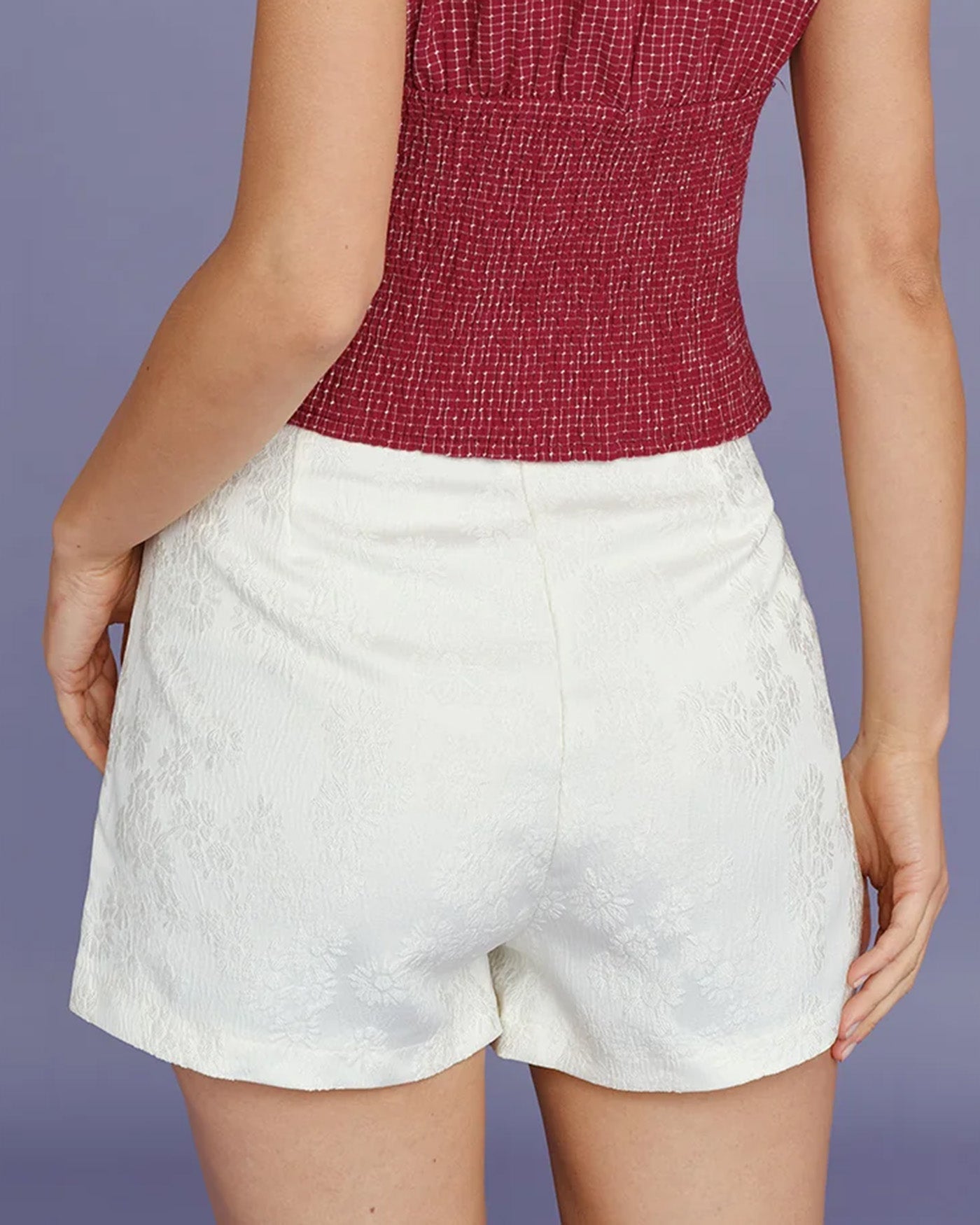 Apricot Jacquard Pocketed Shorts