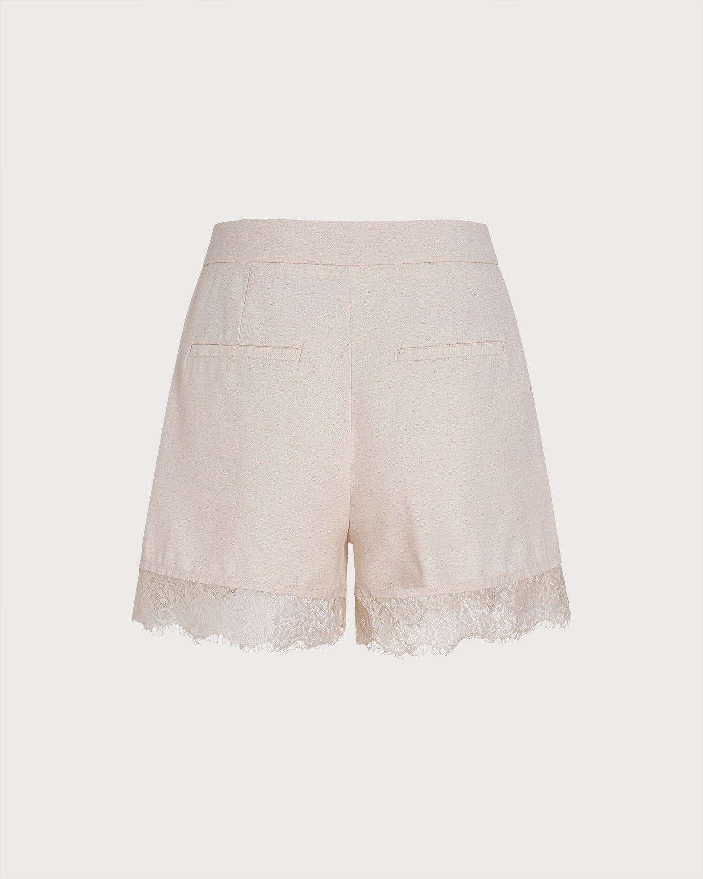 Apricot Lace-Trimmed Pocket Shorts