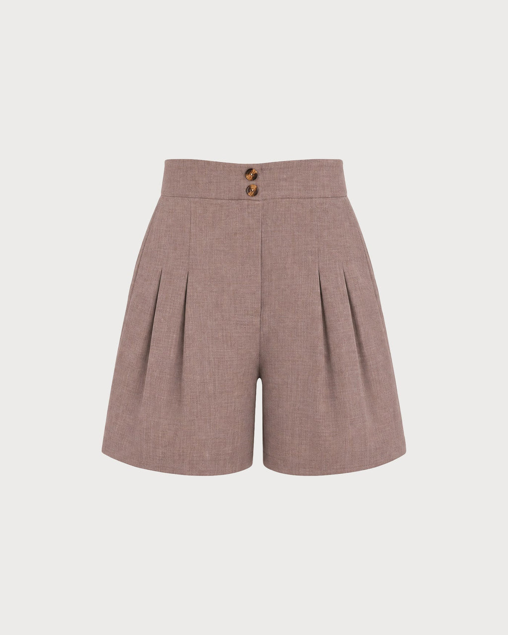 Brown Elastic Waist Shorts with Pockets