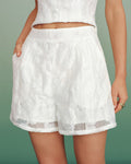 White Jacquard Shorts with Pockets
