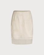 Textured Apricot Floral Skirt