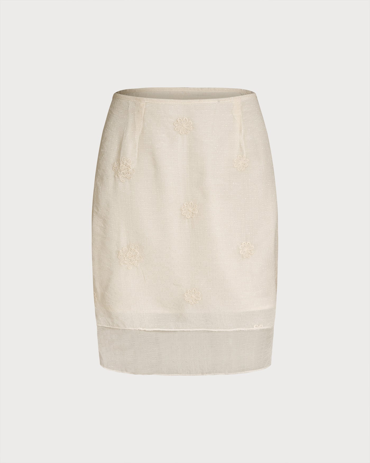 Textured Apricot Floral Skirt