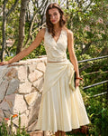 Apricot Colorblock Tie Midi Skirt