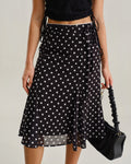 Polka Dot Mermaid Midi Skirt in Black