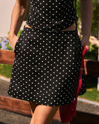 Mini Skirt with Black Polka Dot Pockets