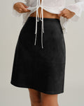 Black Suede Mini Skirt with Straight Slit