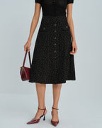 Polka Dot Midi Skirt in Black