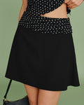 Mini Skirt with Black Polka Dot Splicing