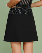 Mini Skirt with Black Polka Dot Splicing