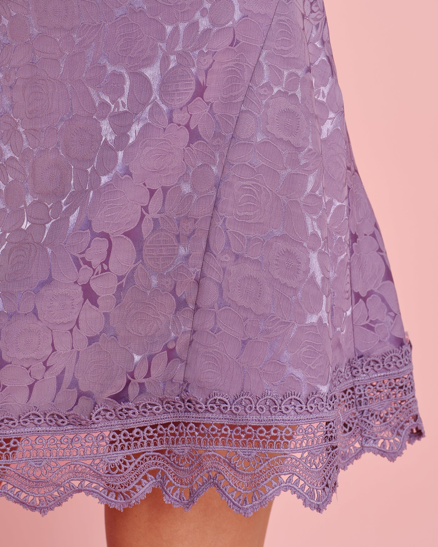 Mini Skirt with Purple Jacquard Lace Design