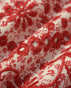 Crimson Floral Gathered Midi Skirt