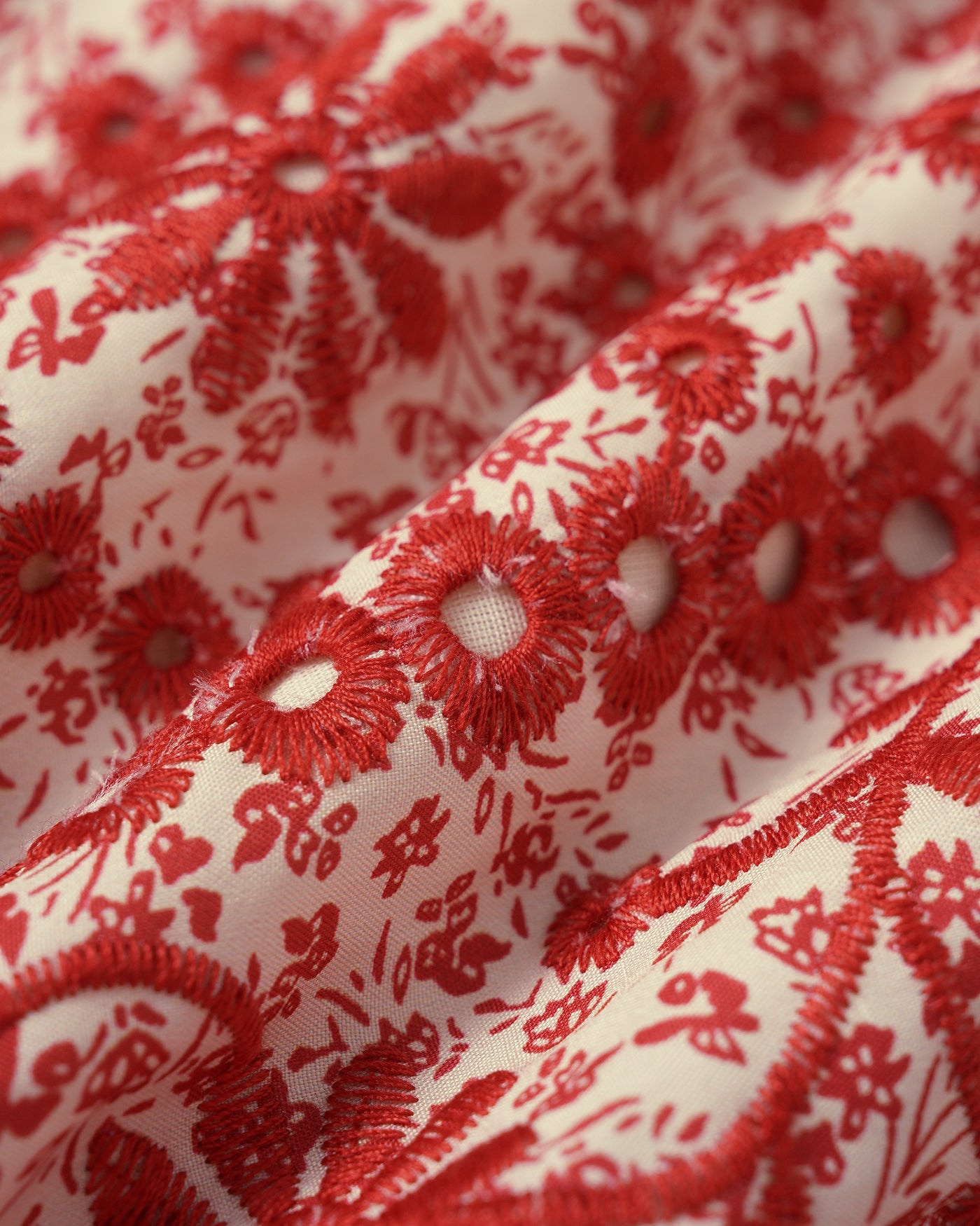 Crimson Floral Gathered Midi Skirt