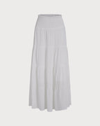 White Flared Midi Skirt