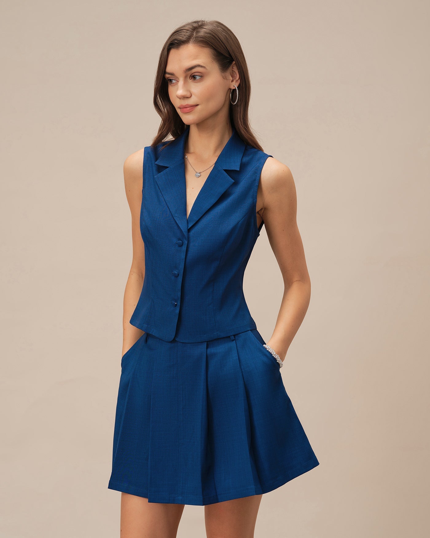 Mini A-Line Skirt with Blue Pockets