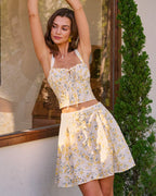 Mini Skirt with Yellow Floral Embroidery