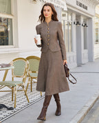 Brown Natural High-Waisted A-Line Midi Skirt