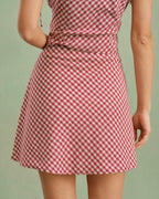 Mini Skirt with Red Plaid and Zipper Detail