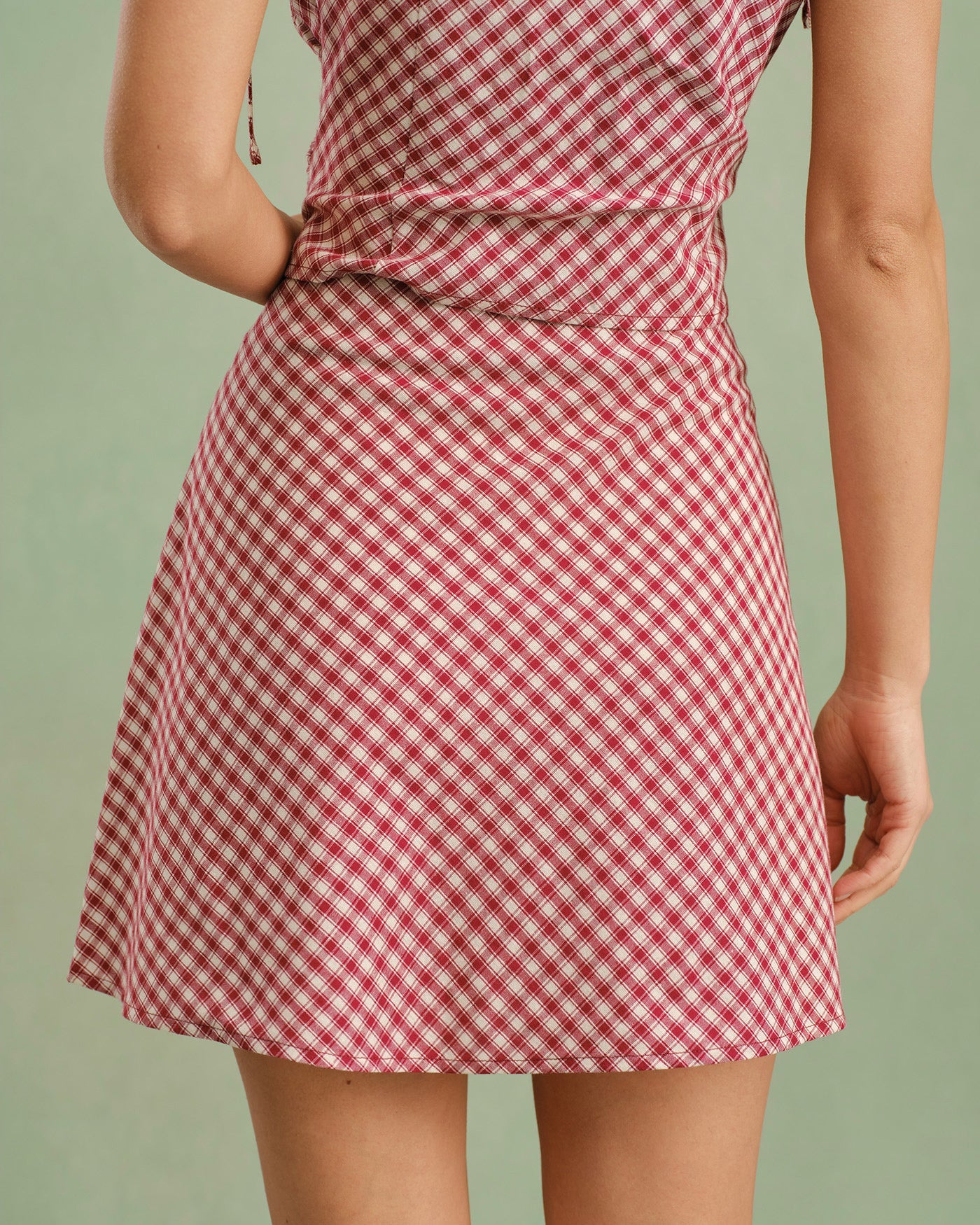 Mini Skirt with Red Plaid and Zipper Detail
