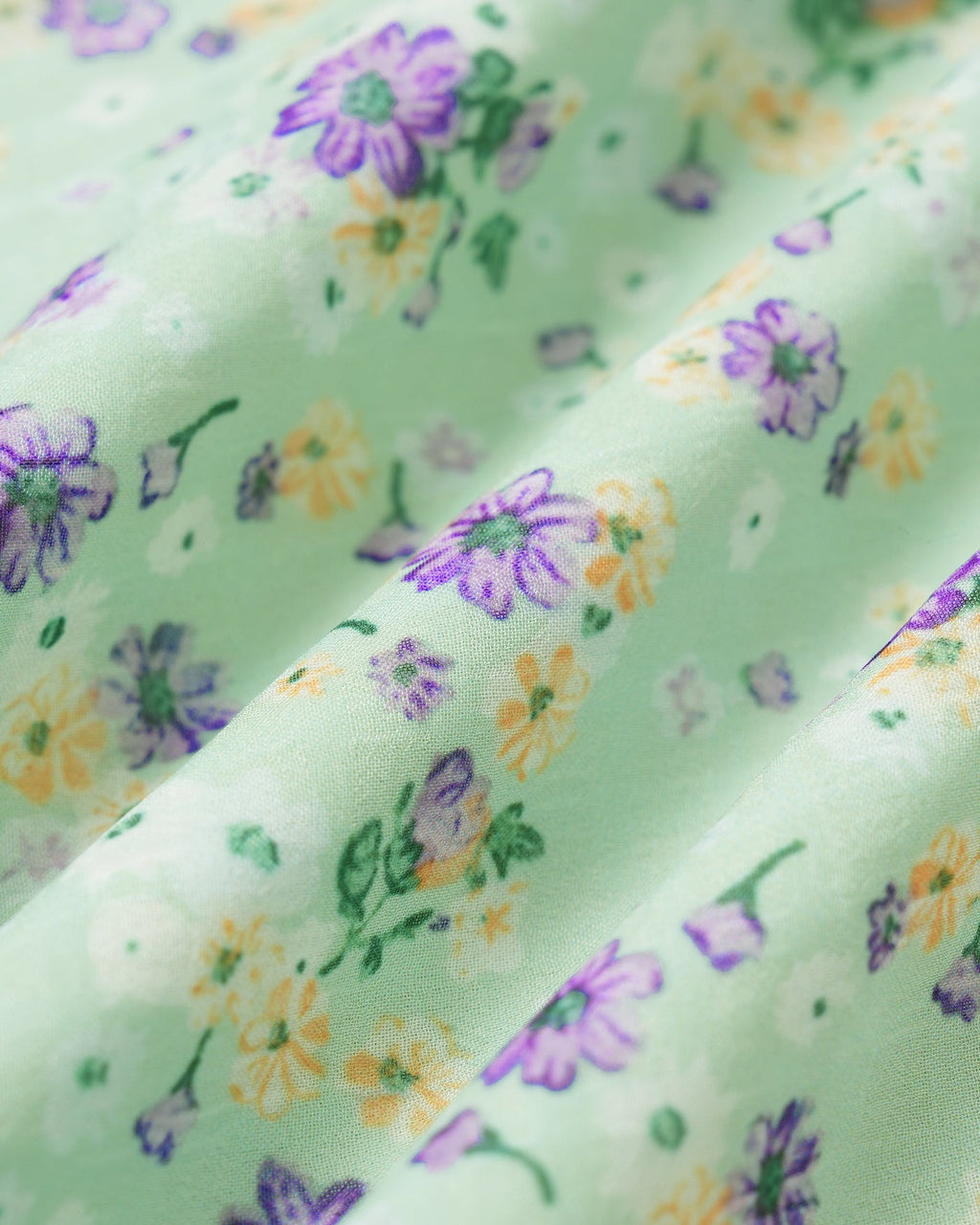 Straight Skirt with Green Floral Print