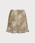 Brown Mini Skirt with Elastic Waistband