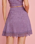 Mini Skirt with Purple Jacquard Lace Design