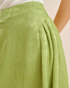Emerald Jacquard Ruched Satin Midi Skirt