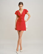 Crimson A-Line Mini Skirt with Pockets
