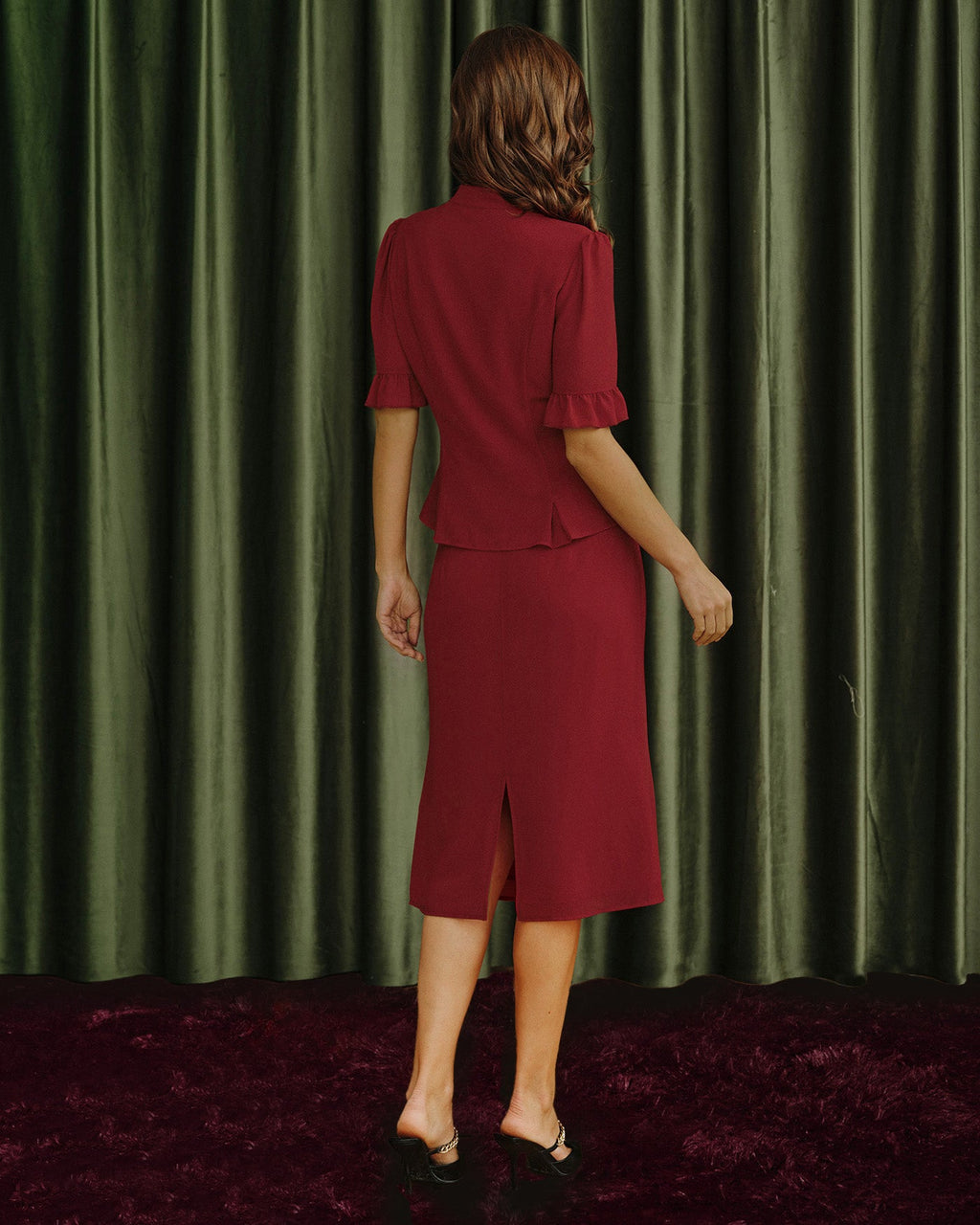 Crimson Chiffon Mermaid Skirt