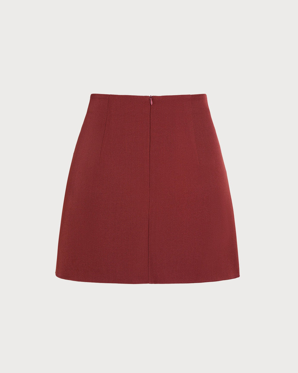 Ruched A-Line Mini Skirt in Brick Red