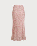 Floral Print Skirt with Pink Elastic Waist