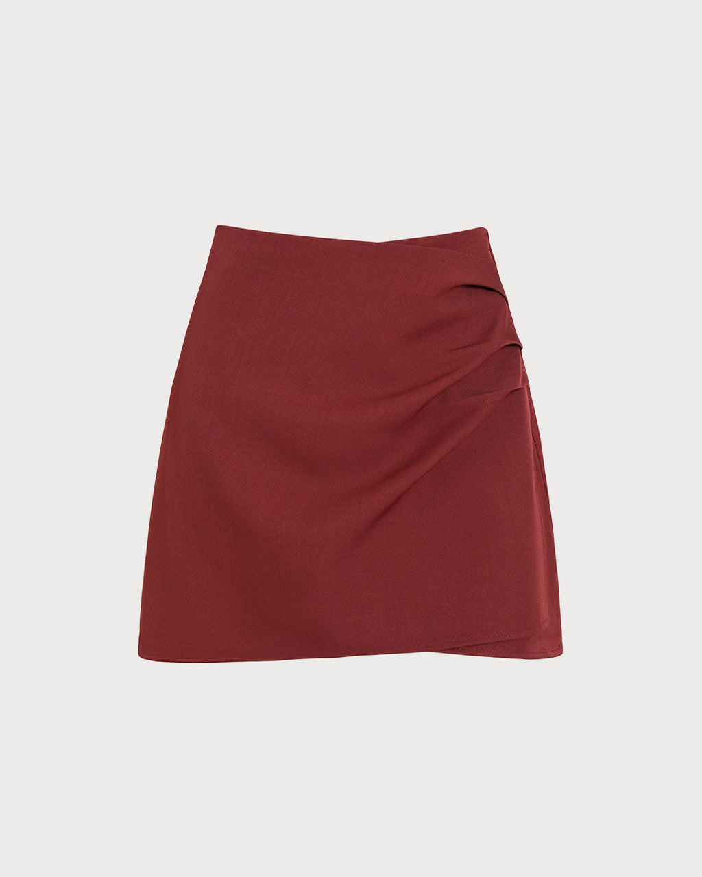 Ruched A-Line Mini Skirt in Brick Red