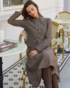 Brown Natural High-Waisted A-Line Midi Skirt