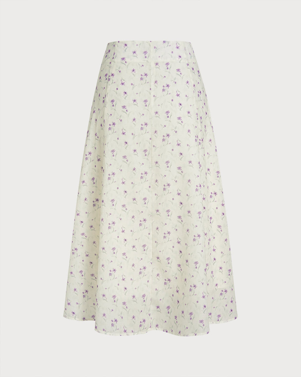 Floral Print Beige Midi Skirt with Slit
