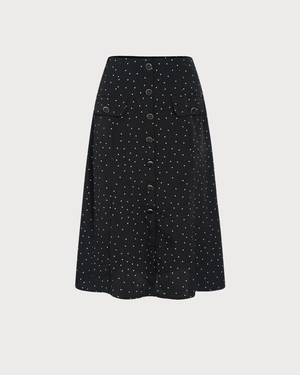 Polka Dot Midi Skirt in Black