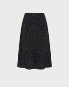 Polka Dot Midi Skirt in Black