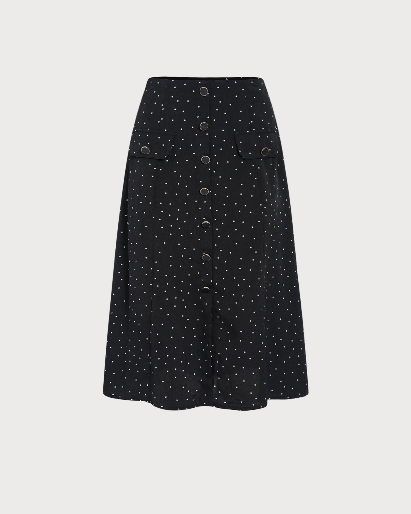 Polka Dot Midi Skirt in Black