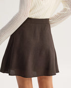 High-Waisted Brown Pocket Skirt
