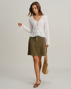 Emerald Suede A-Line Mini Skirt