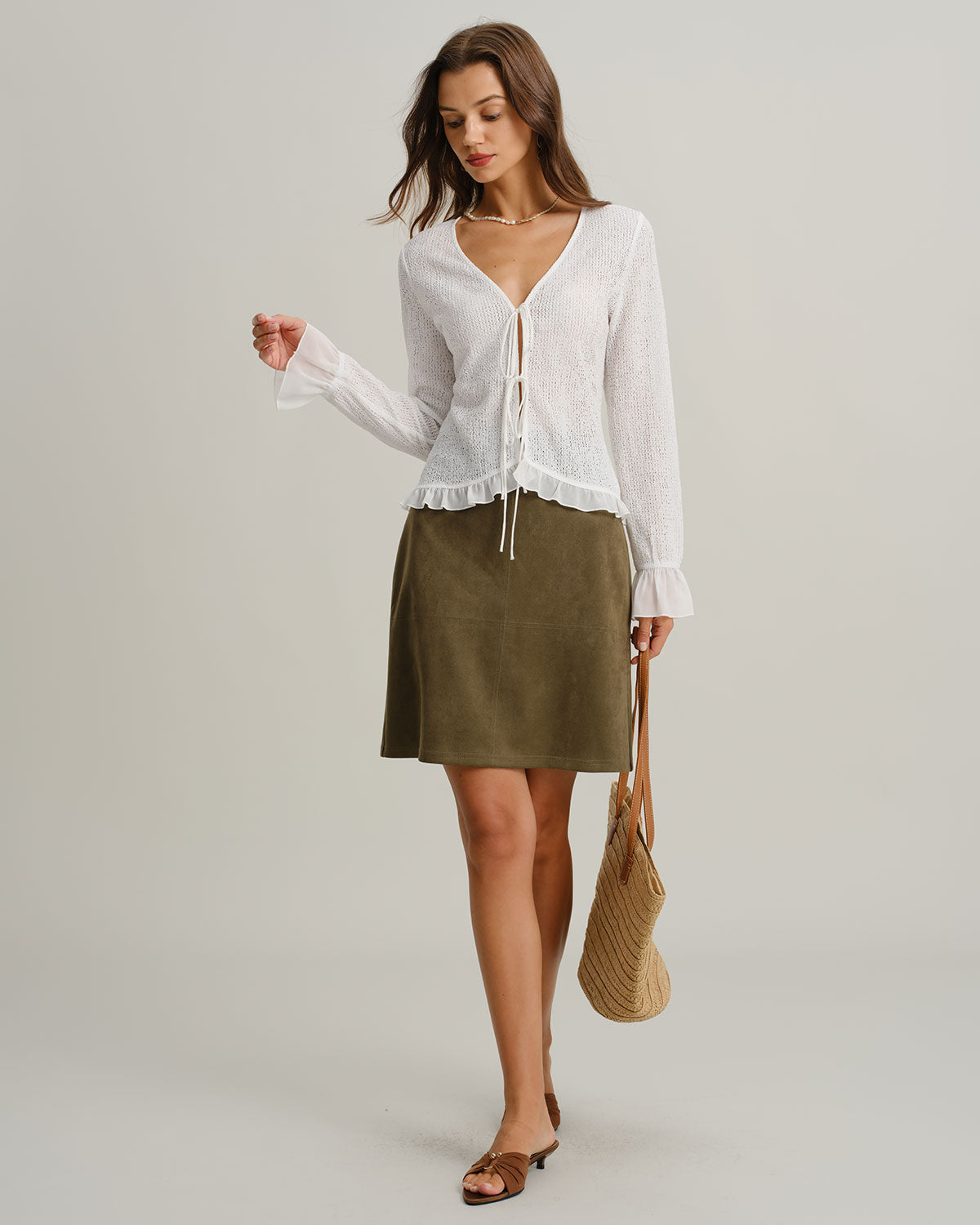 Emerald Suede A-Line Mini Skirt