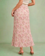 Floral Print Skirt with Pink Elastic Waist