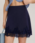 Mini Skirt in Blue Lace and Satin