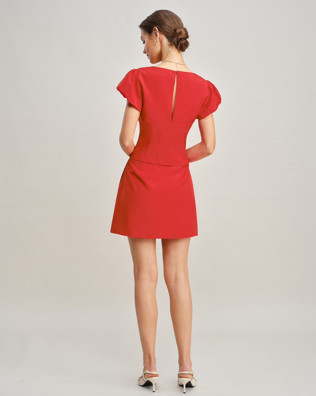 Crimson A-Line Mini Skirt with Pockets