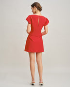 Crimson A-Line Mini Skirt with Pockets