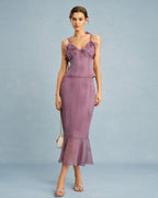 Floral Print Purple Mermaid Midi Skirt