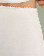 Mini Satin Skirt with Apricot Lace and Zipper Detail