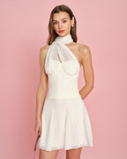 Solid Apricot Chiffon Mini Skirt