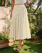 Apricot Colorblock Tie Midi Skirt