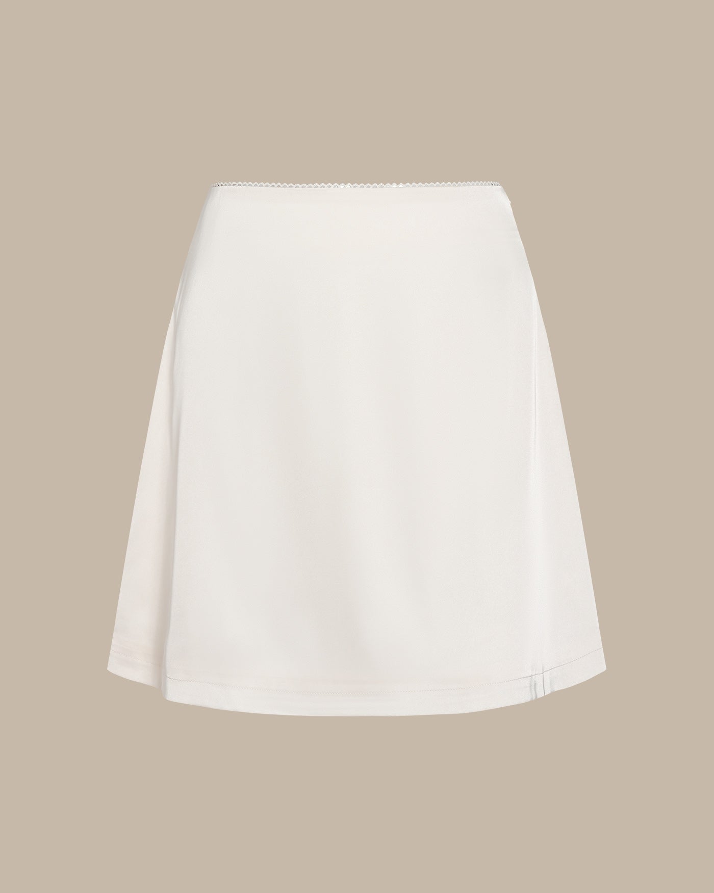 Mini Satin Skirt with Apricot Lace and Zipper Detail