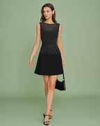 Mini Skirt with Black Polka Dot Splicing