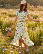 Floral Ruffled A-Line Midi Skirt